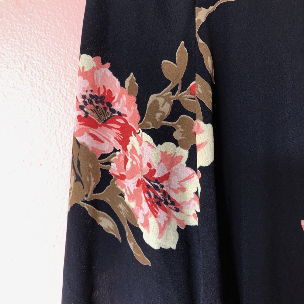 Reformation Black Floral Plunging Wrap Dress - Picture 4 of 4